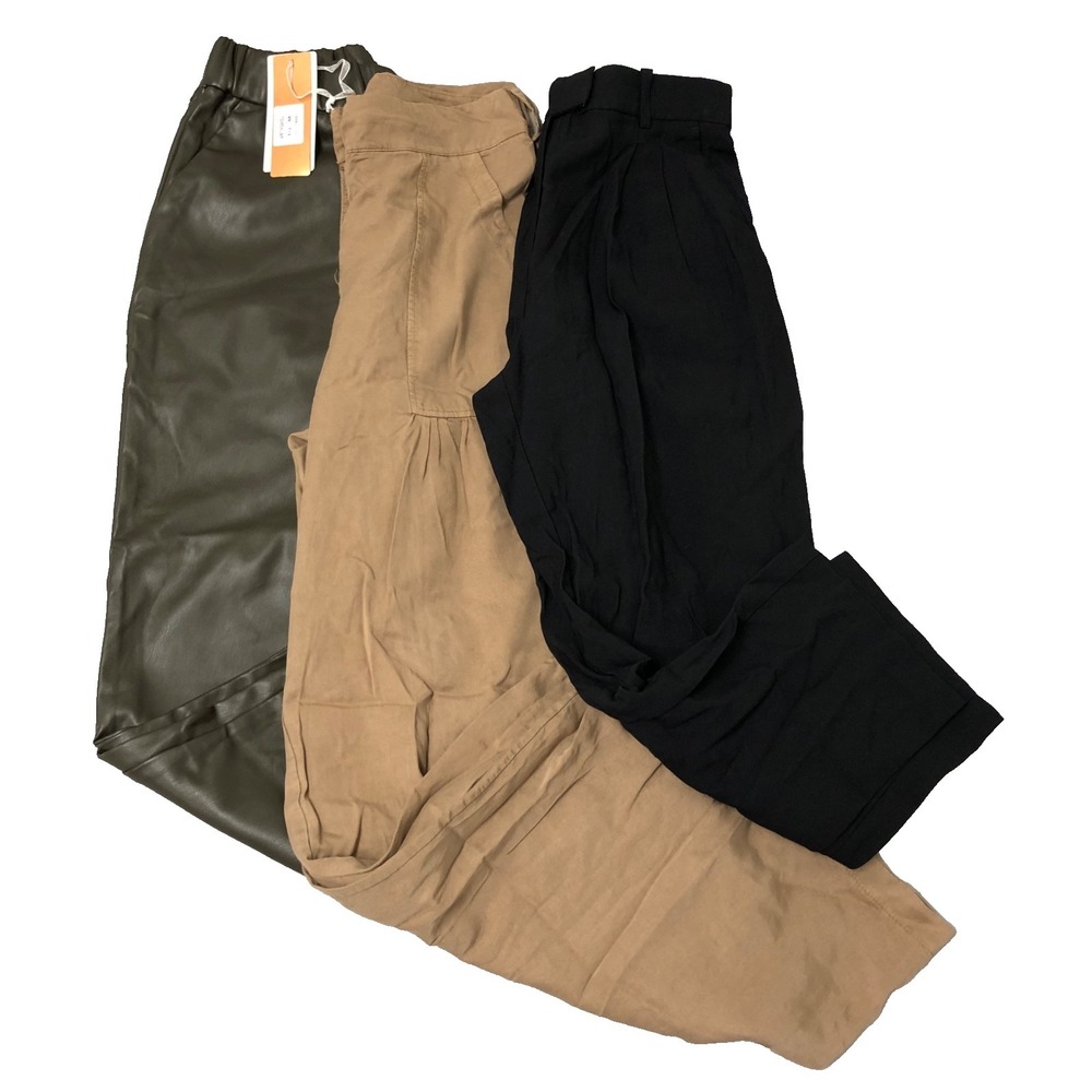 Pants Lot Womens Medium 8 Wide Leg Tapered Faux Leather Urban Boho High Rise